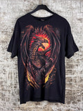 Men's Y2K Spiral Fire Dragon Graphic T‑Shirt – Black XL Retro Gothic Tee