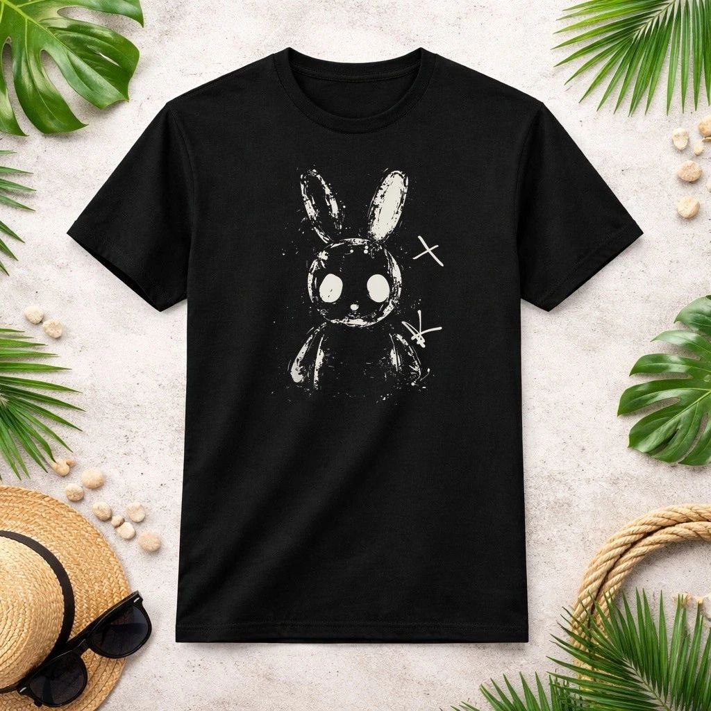 Creepy Cute Bunny Rabbit Alt Goth Grunge Horror Aesthetic T-Shirt Size S-3XL