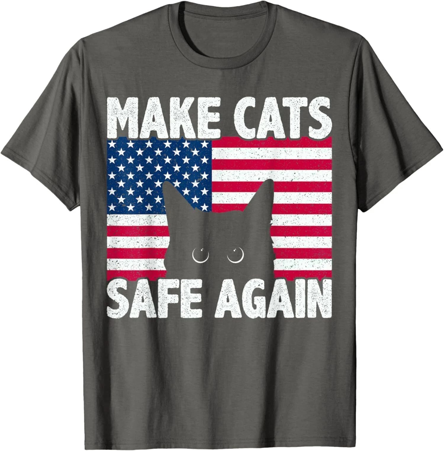 Make Cats Safe Again Funny Cat Eye Lover 2024 US Flag Unisex T-Shirt