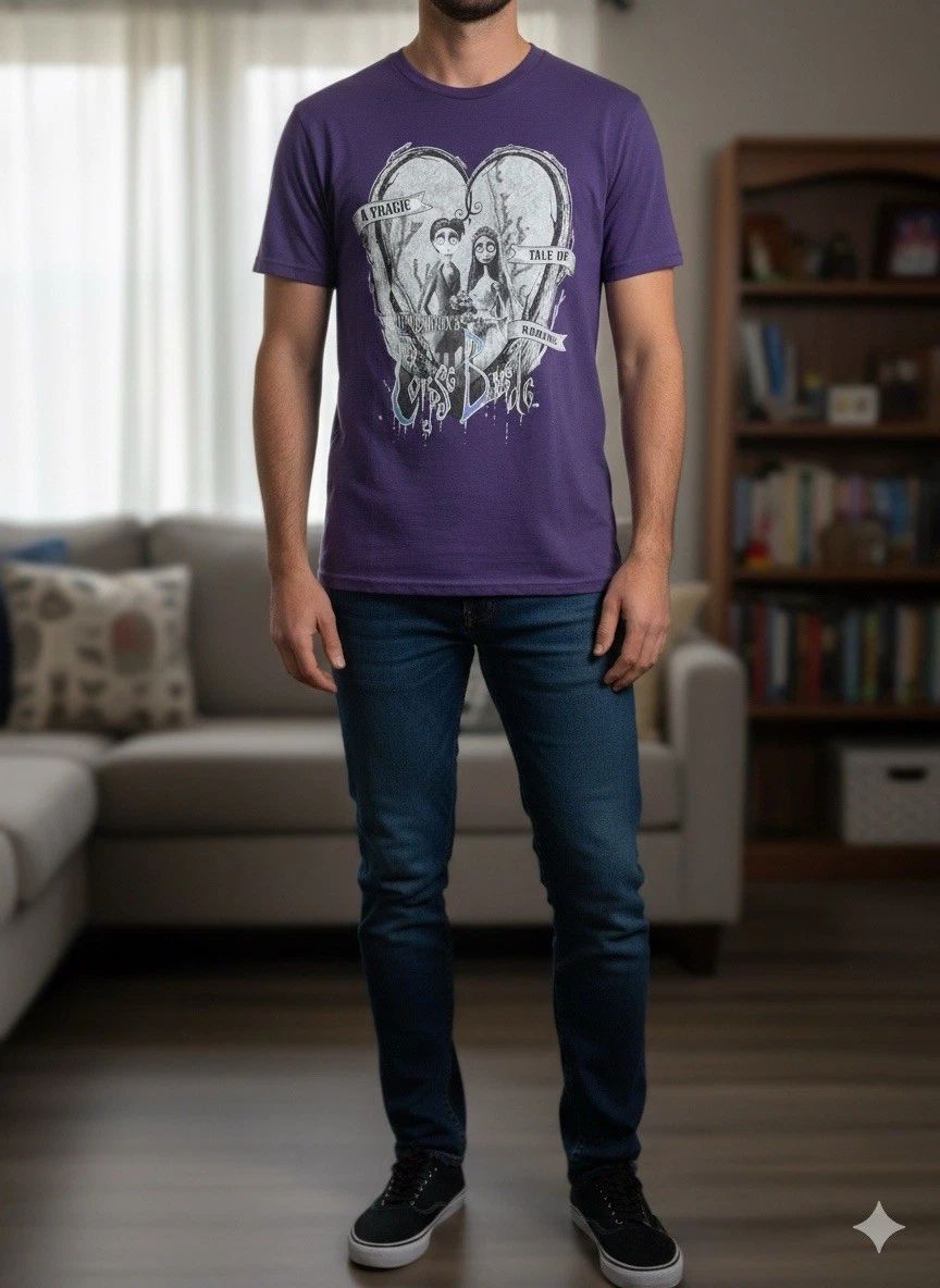 Tim Burton Corpse Bride Purple T-Shirt Size L Official Brand Tee