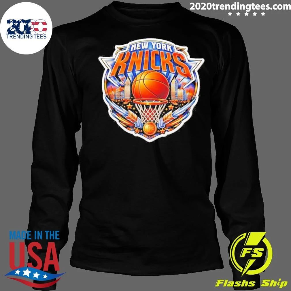 New York Knicks NBA Champions 2026 Logo Basketball Fan Skyline Shirt