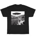 NEW Cat Selfie with Alien UFO Funny Cats Kitten Lover T-Shirt Unisex Tee Gift