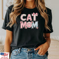 Cat Mom Shirt Cute Paw Floral Graphic Tee Gift For Cat Lovers Women Unisex