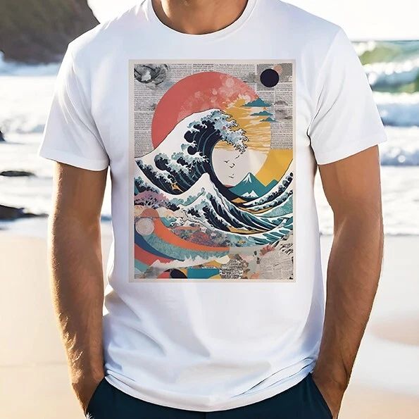 ABSTRACT GREAT WAVE T-Shirt Surfing Japanese Ocean Surf Aesthetic Tee Top Gift