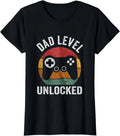 Funny New Dad Level Unlocked Day Tee Gaming Cute Gift Ladies' Crewneck T-Shirt