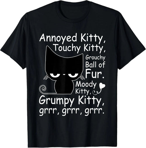 Angry Cat Kitten Lover Funny Attitude Fur Pet Owner T-Shirt Gift Full