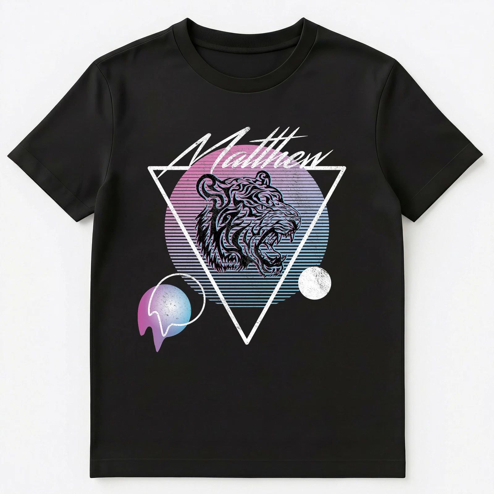 Matthew Name Retro Vaporwave Aesthetic Art Style Tiger Unisex T-Shirt