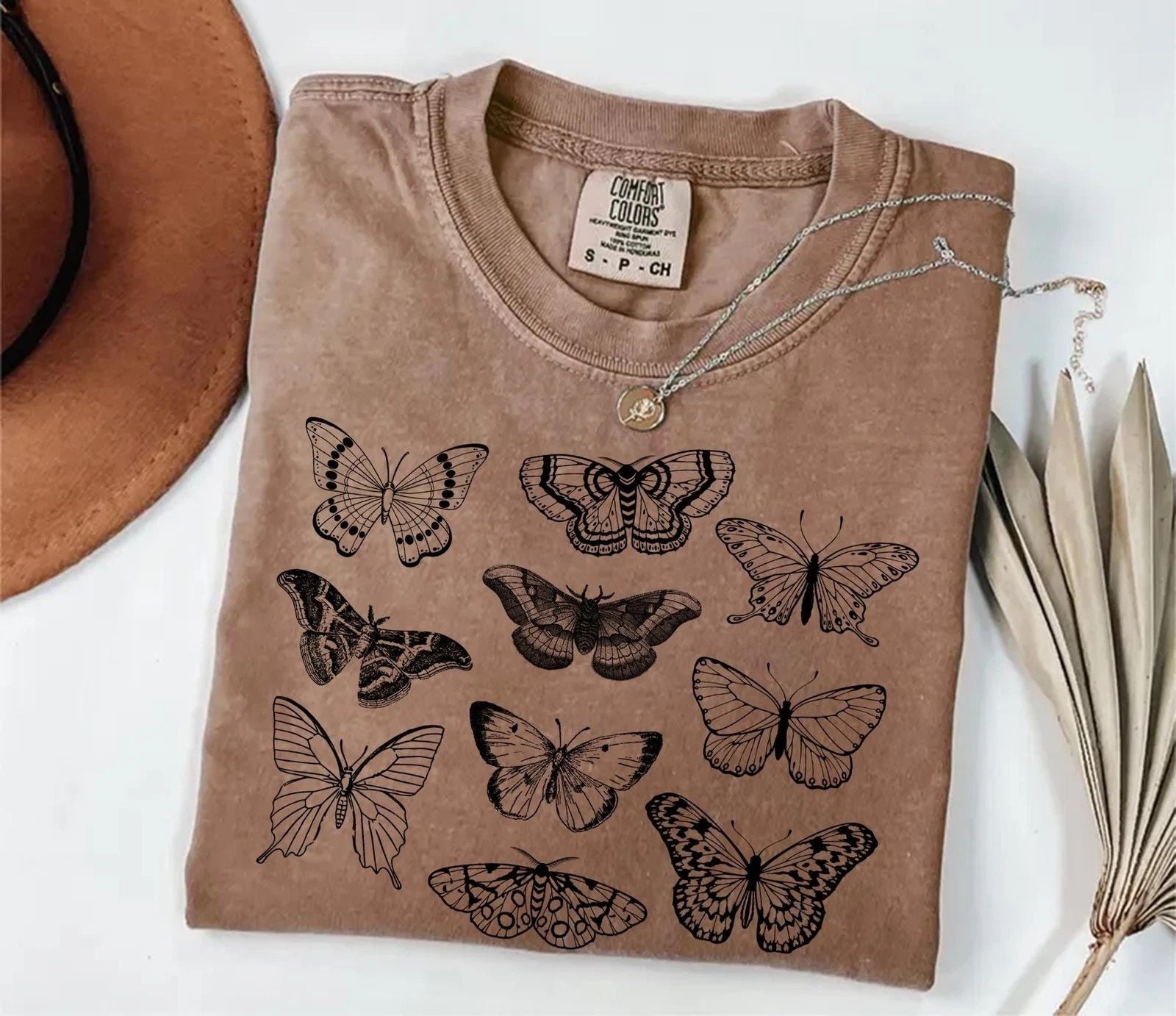 Comfort Colors  Vintage Butterfly and Moth T-Shirt  Cottagecore Aesthetic Shirt