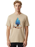 Crystal-Tree-On-Book Mens Graphic Tee, 100% Cotton, Casual Summer Wear