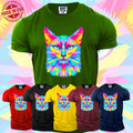 Cat Animal Lover Cute Men's T-Shirts Funny Colorfull Cats Gift USA Party Tee