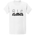Gildan 5000 Three Peeking Black Cats T-Shirt - Funny Cat Lover Gift Tee