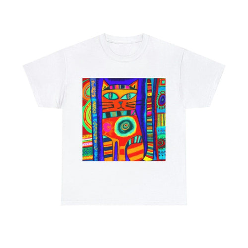 "Cattitude Tee" Abstract Cat Art T Shirt Unisex Heavy Cotton Tee Pet Lover