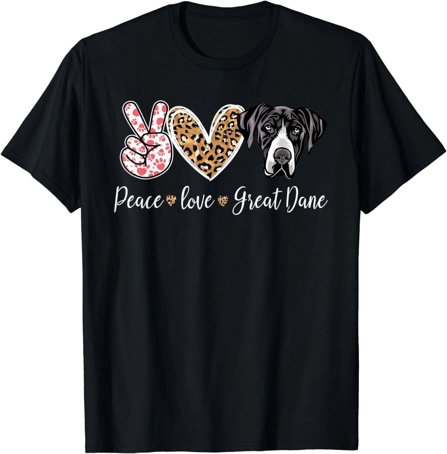 Funny Peace Love Great Dane Dog Lover Gift Unisex T-Shirt