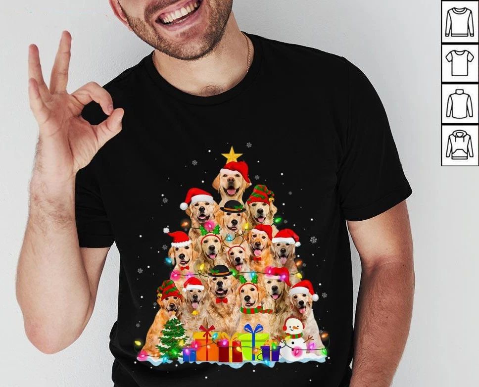 Hot Christmas Golden Retrievers Tree Xmas Gift Dog Lover Shirt 1C119