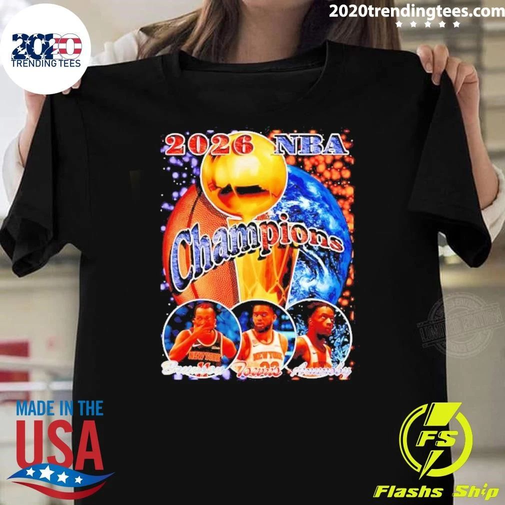 Jalen Brunson Karl-Anthony Towns OG Anunoby New York Knicks NBA Champions 2026 Shirt