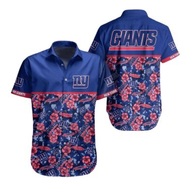 New York Giants Floral Fan Hawaiian Shirt