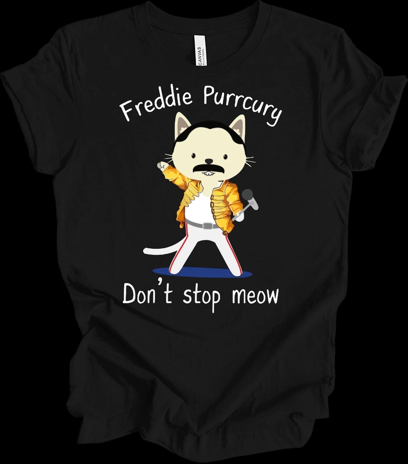 Freddie Purrcury Don't Stop Meow Funny Cat T-Shirt
