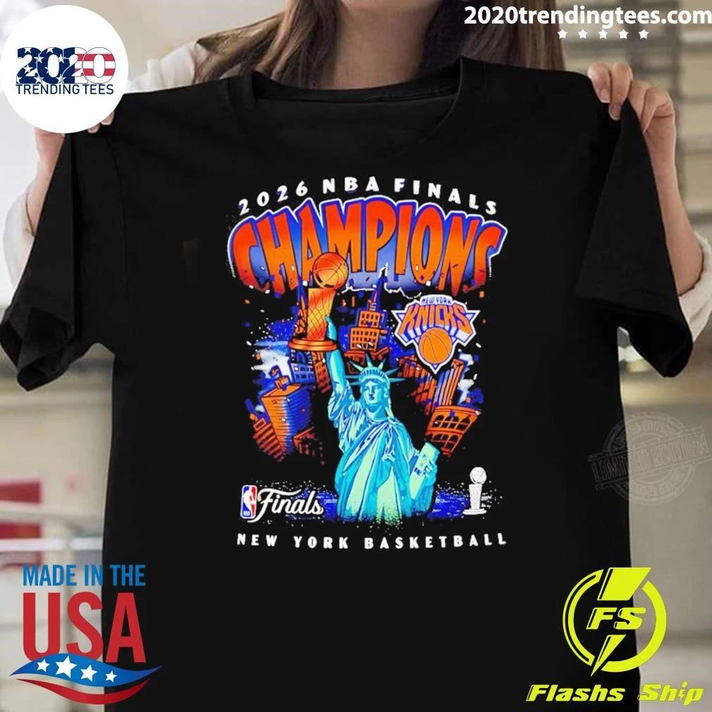New York Knicks 2026 NBA Finals Champions Statue of Liberty NYC Skyline Shirt