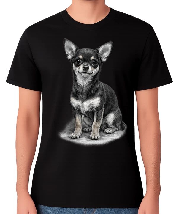 Chihuahua T-Shirt Realistic Small Dog Lover Graphic Gift Unisex Tee