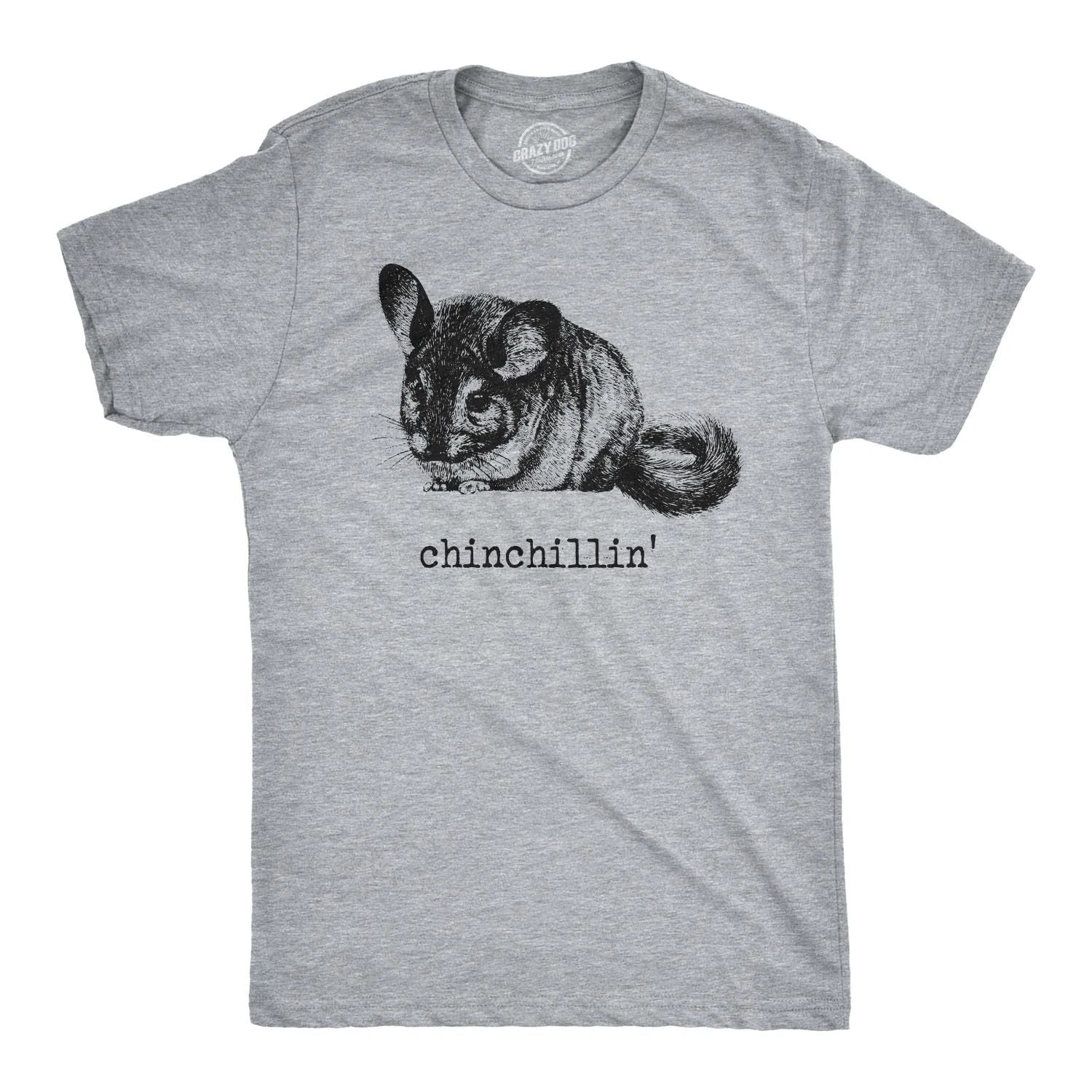 Mens Chinchillin T shirt Funny Chinchilla Animal Lover Graphic Vintage Cool Tee