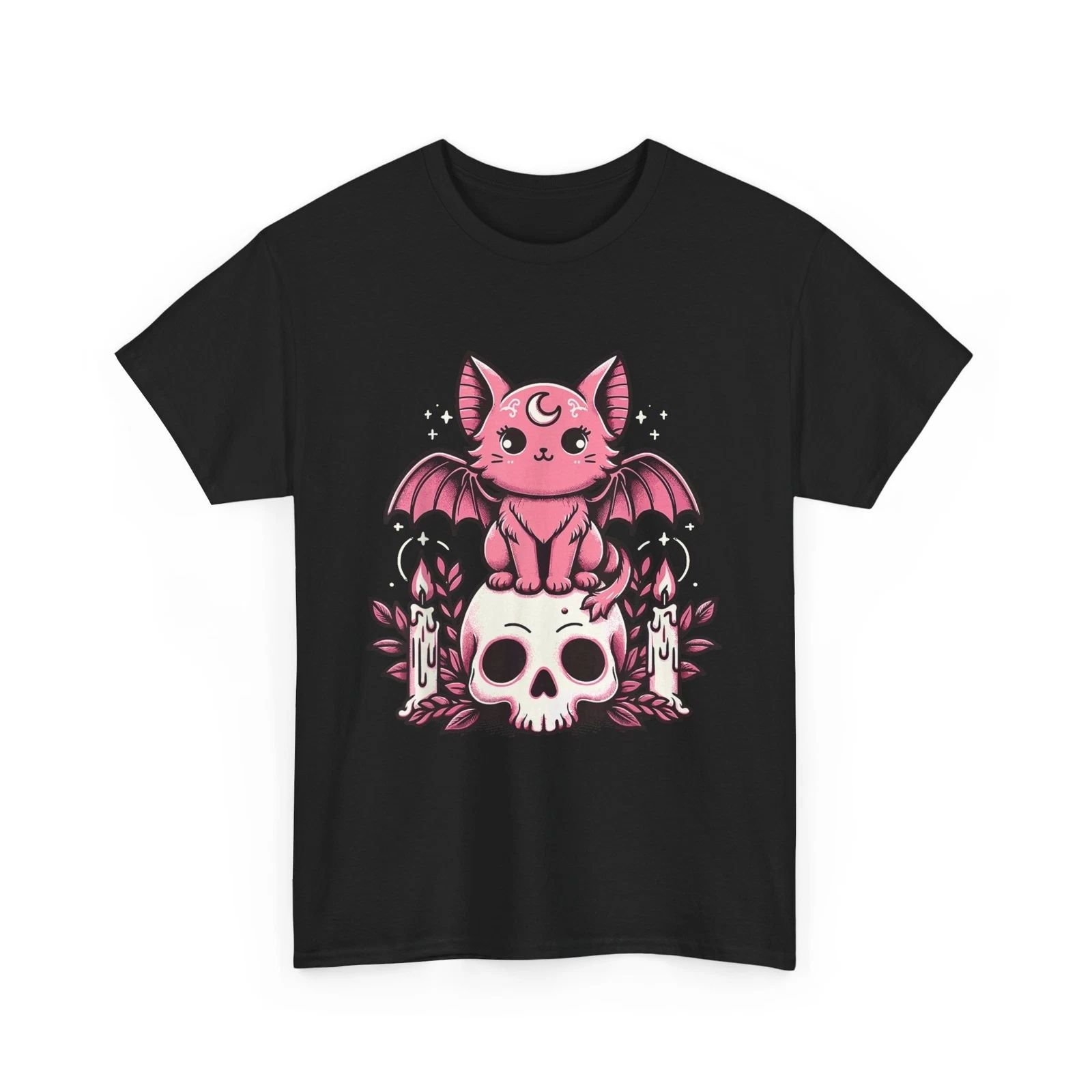HOT Kawaii Pastel Goth Cute Creepy Cat Bat Skeleton T-Shirt