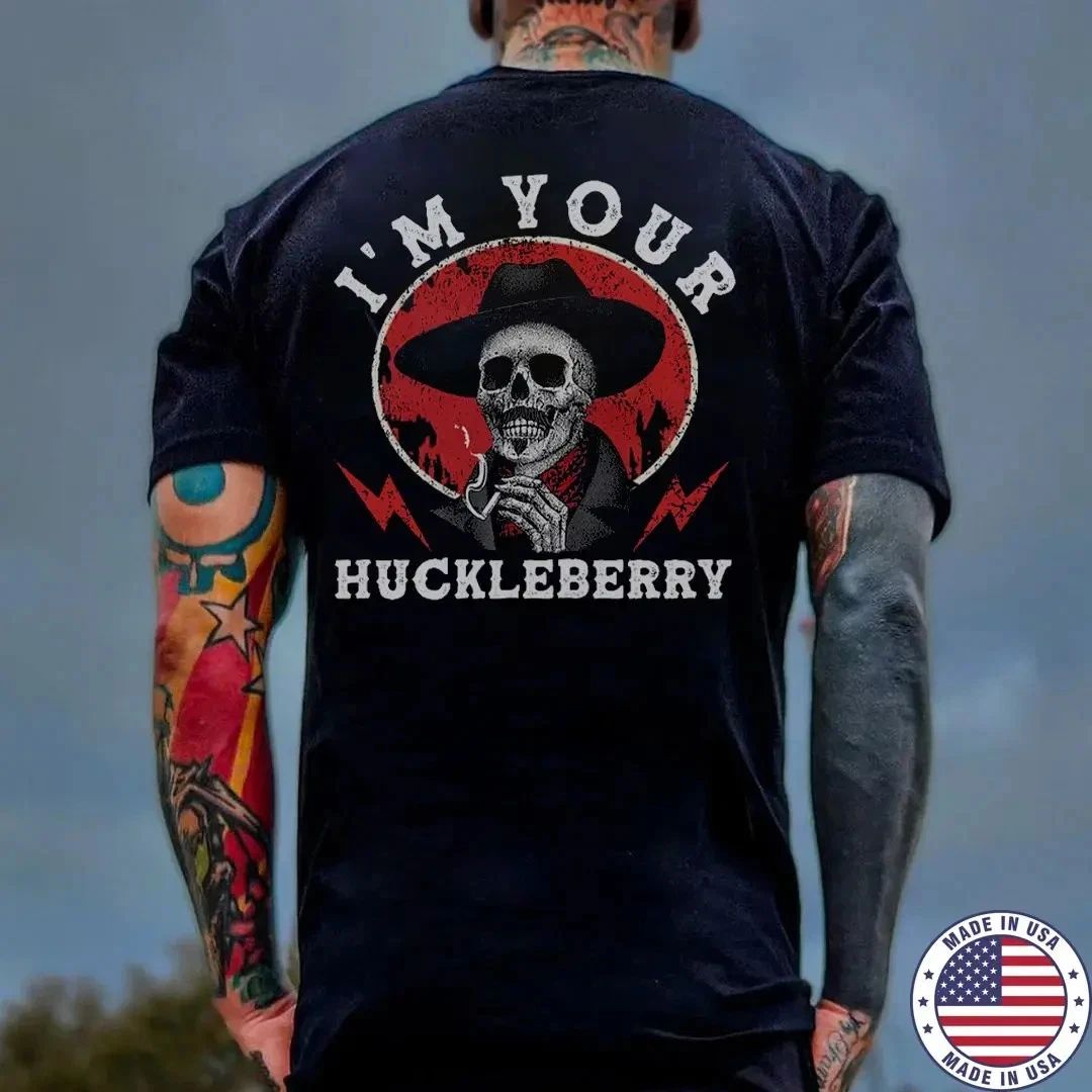 I'M YOUR HUCKLEBERRY Skeleton Print Men's T-Shirt