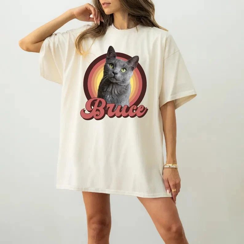 Custom Retro Pet Photo Comfort Tee Personalized Dog Lover