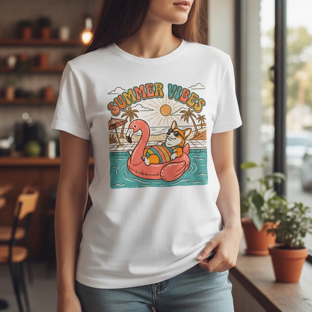 Corgi Summer Vibes Shirt, Funny Dog Beach Shirt, Cute Bikini Puppy, Vacation Shi