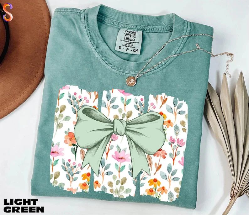 Coquette Bow Wildflowers Comfort Tee Aesthetic Cottagecore Floral
