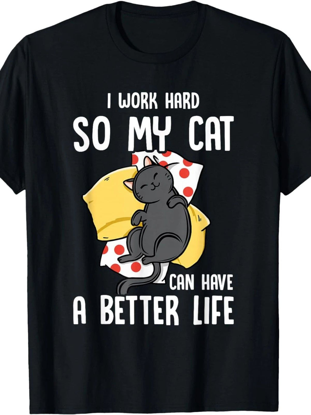 Plus-Size Men's Short-Sleeved T-Shirt for Cat Lovers,Fun Print,Cotton,Comfortabl