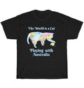 Funny World is a Cat Playing Map Travel Countries Kitten Pet Lover T-Shirt Gift