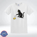Funny Cat Knocking Crown Anti King Graphic T-Shirt FOR FAN
