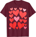 Love Valentines Day Hearts Silhouette Cute V-Day T-Shirt