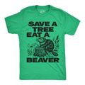 Mens Funny T Shirts Save A Tree Eat A Beaver Sarcastic Graphic Novelty Tee for