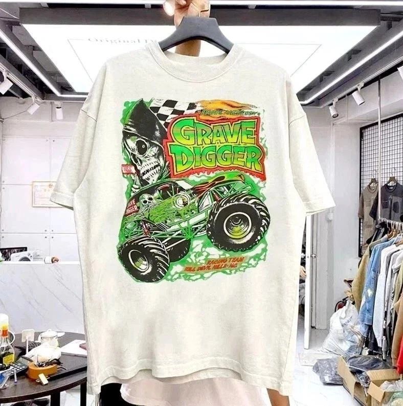 Grave Digger Monster Truck Gift For Fan White T Shirt Full Size  KK2571