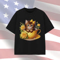 Women Cute Kitten Teacup Floral Cat Lover T-Shirt Size S-4XL