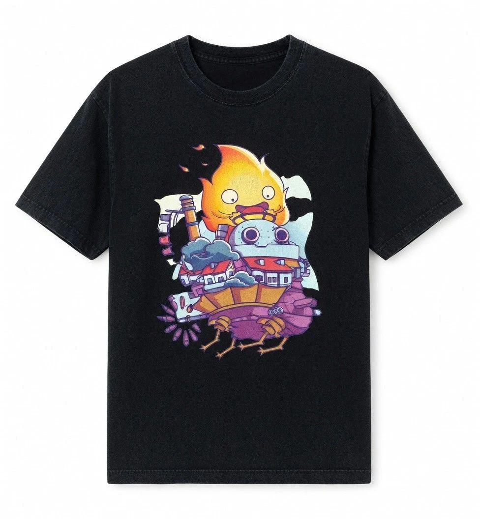 T-Shirt Cute Fantasy Fire House Cartoon Graphic Tee Unisex Shirt