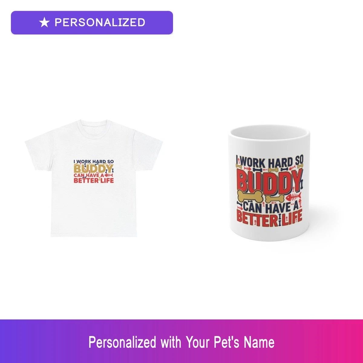 Custom Pet Gift Set Shirt Mug Personalized Name Bundle Dog Lover