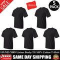 PACK OF 5 HANES PLAIN Mens Black T Shirt Blank Wholesale T-Shirt - 5180 S-XL