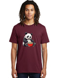 Panda-With-Popcorn Mens Graphic Tee, 100% Cotton, Casual Summer Wear