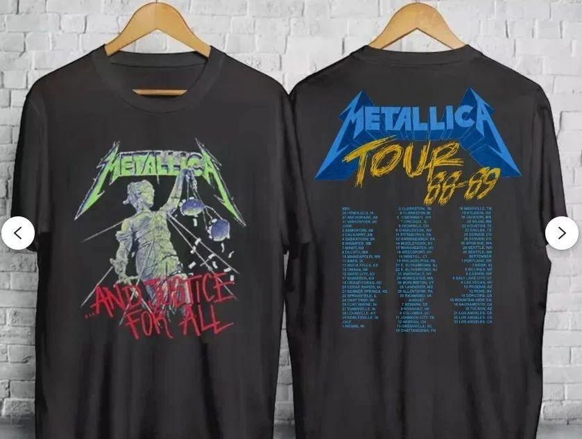 Vintage 1988 And Justice For All Tour Reprint Rock Band T-Shirt S-4XL