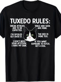 Exclusive Short-Sleeve T-Shirt for Tuxedo Cat Lovers, Featuring a Fun Print, P