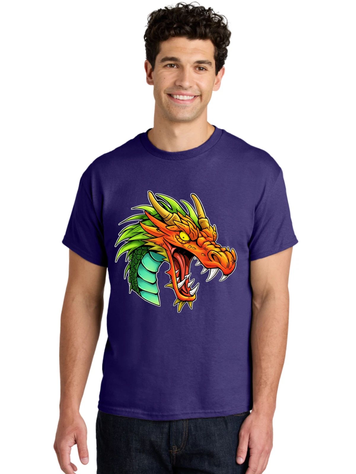 Dragon-Head-6 Mens Graphic Tee, 100% Cotton, Casual Summer Wear