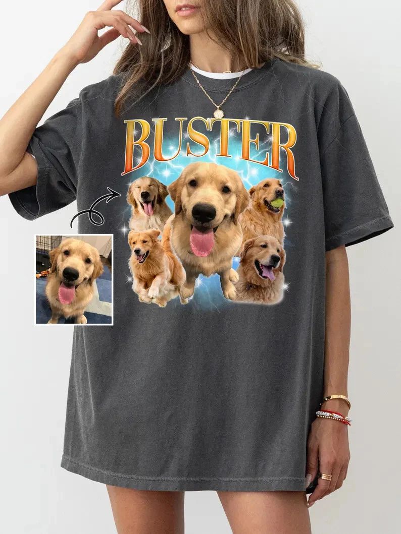 Custom Dog Bootleg Shirt Personalized Pet Lover Tee Vintage Style Gift