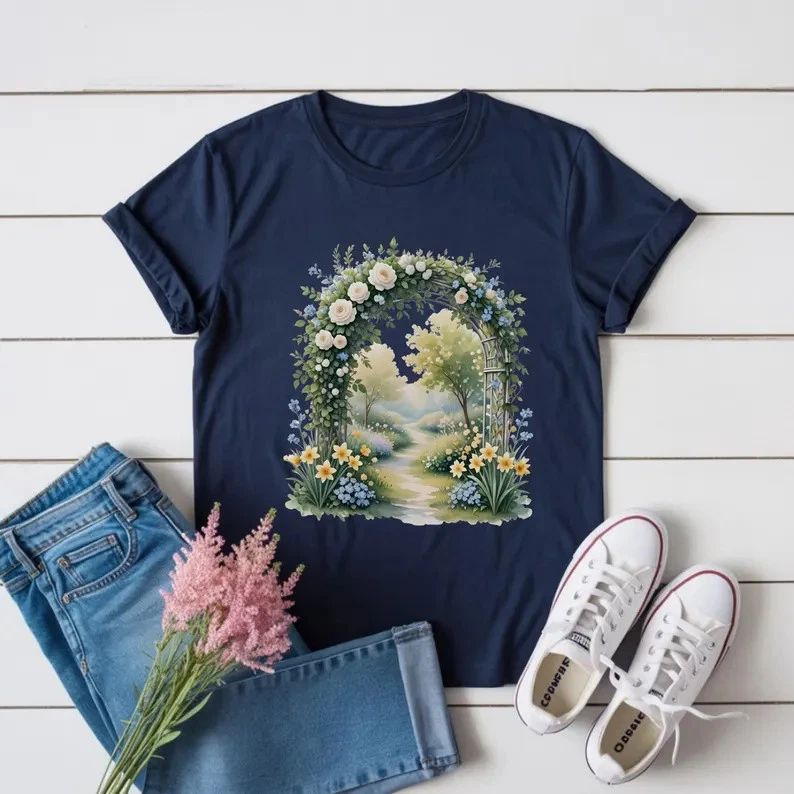 Floral Garden Arch Comfort Tee Cottagecore Aesthetic Nature
