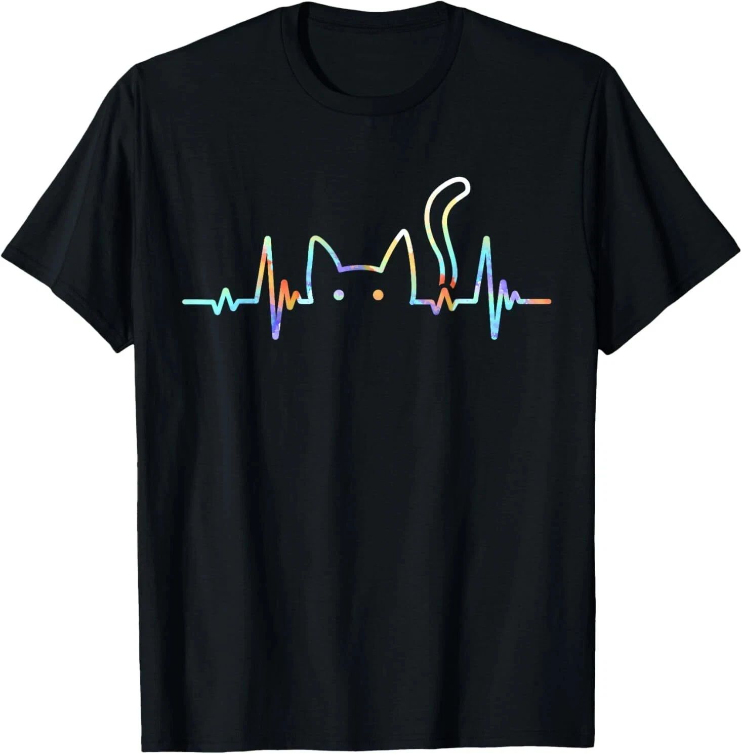 Heartbeat Cat Lover Animal Silhouette Cute Cat T-Shirt