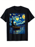 Cat Lover Graphic Starry Night Valentine'S Day T-Shirt,Suitable for Mens & Women