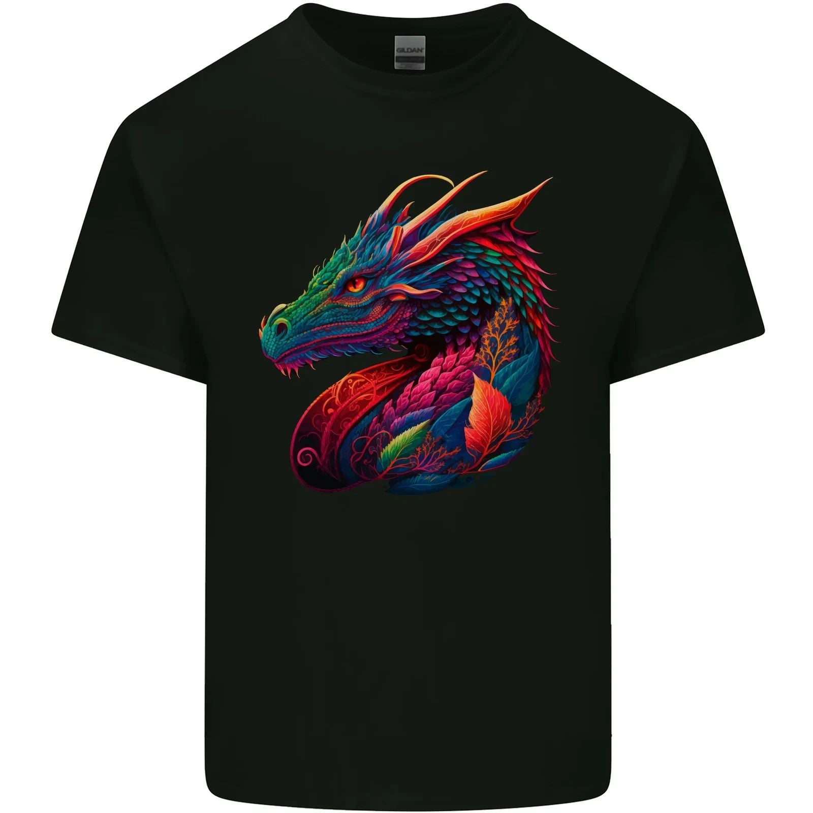 A Colourful Dragon Fantasy Mens Cotton T-Shirt Tee Top