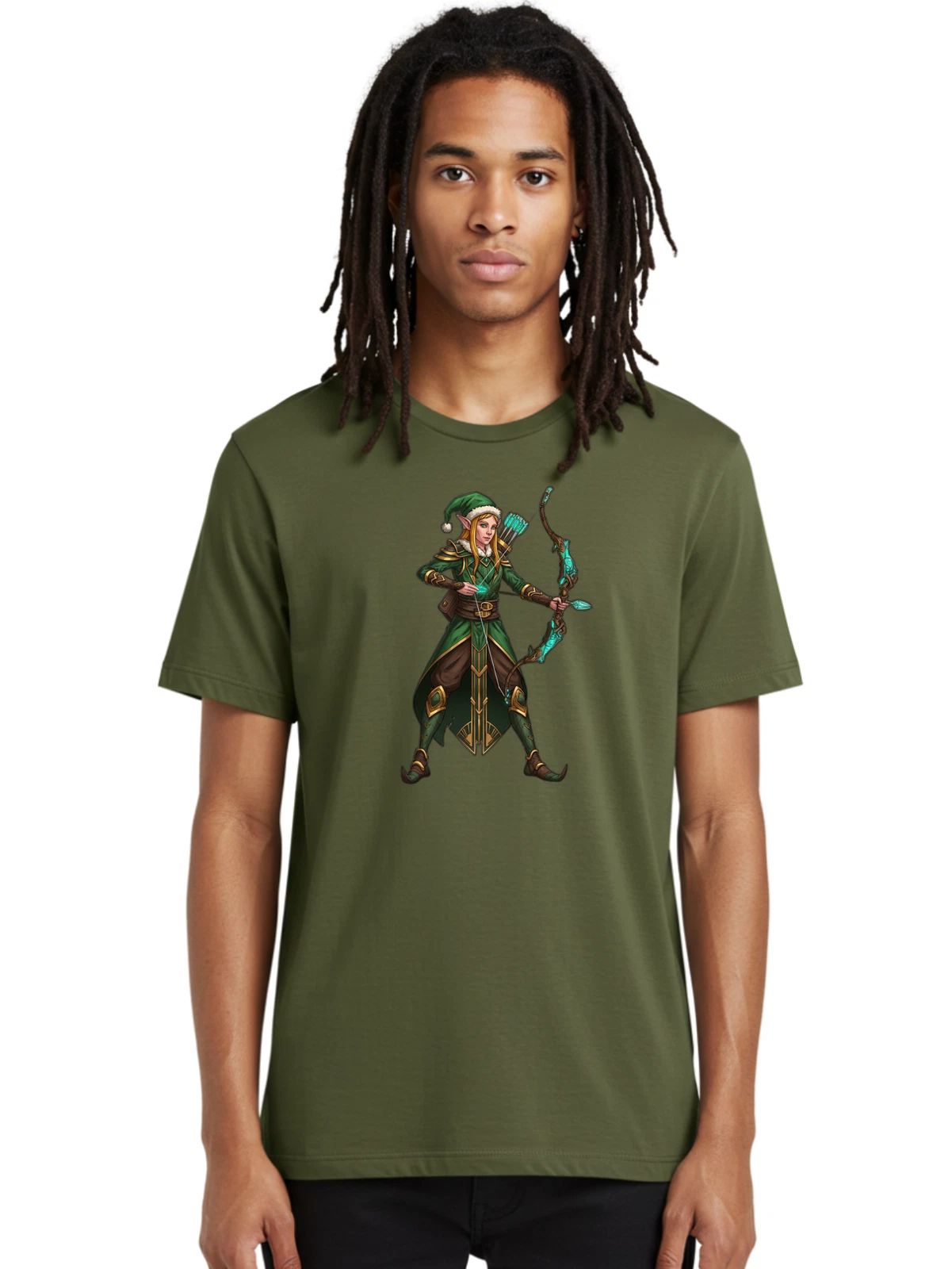 Elf-Archer-3 Mens Graphic Tee, 100% Cotton, Casual Summer Wear