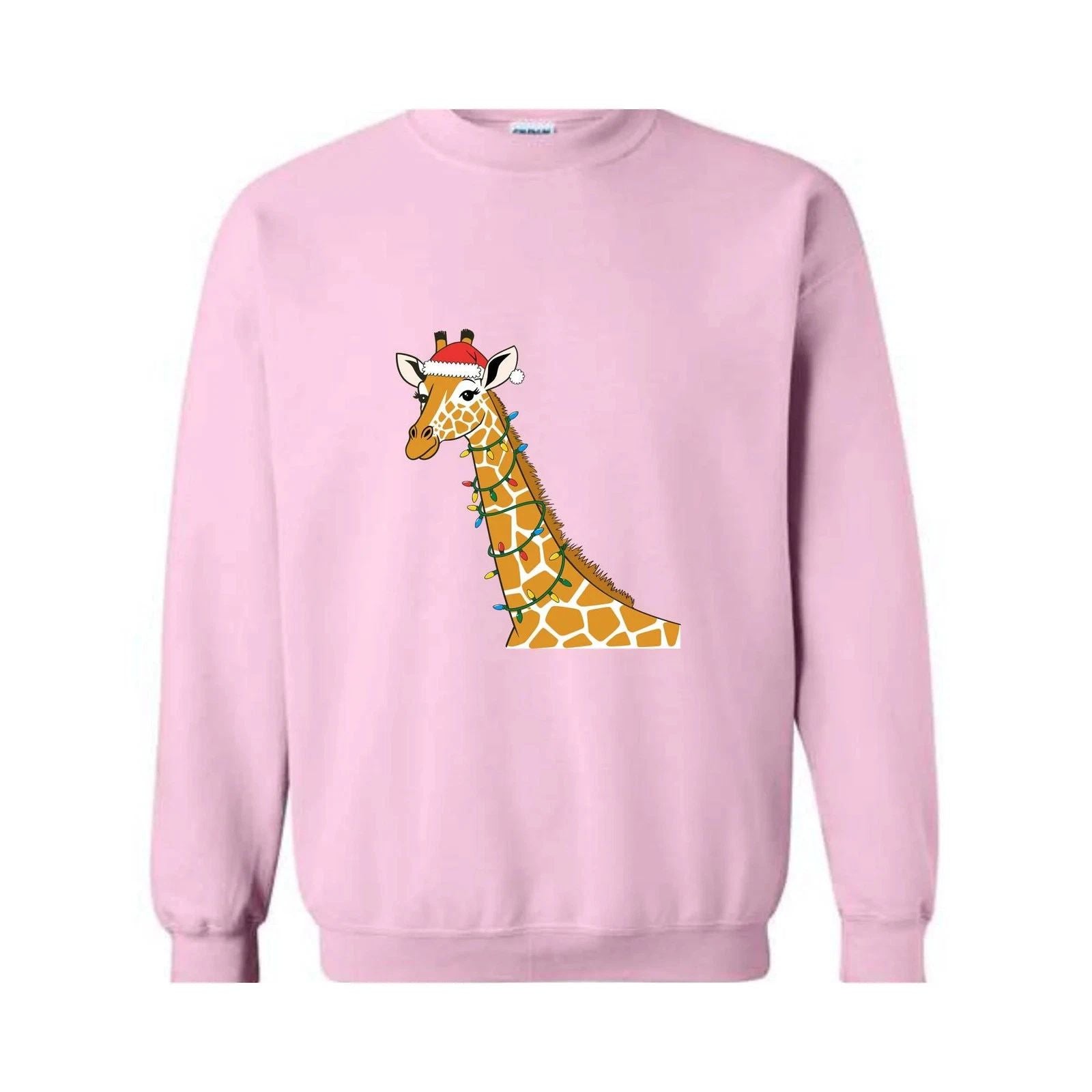 Giraffe Christmas Sweatshirt, Family Christmas Sweat, Christmas Lights Hoodie, C